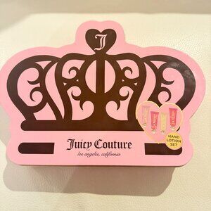 NEW IN COLLECTIBLE TIN JUICY COUTURE HAND LOTION SET OF 4